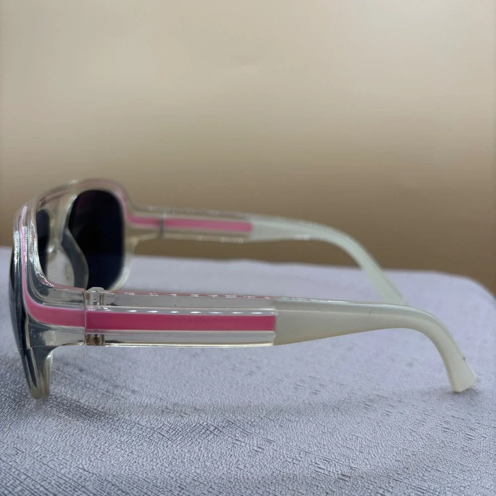 Vintage Aviator Sunglasses Women OS Clear Pink 80s Retro-Futuristic